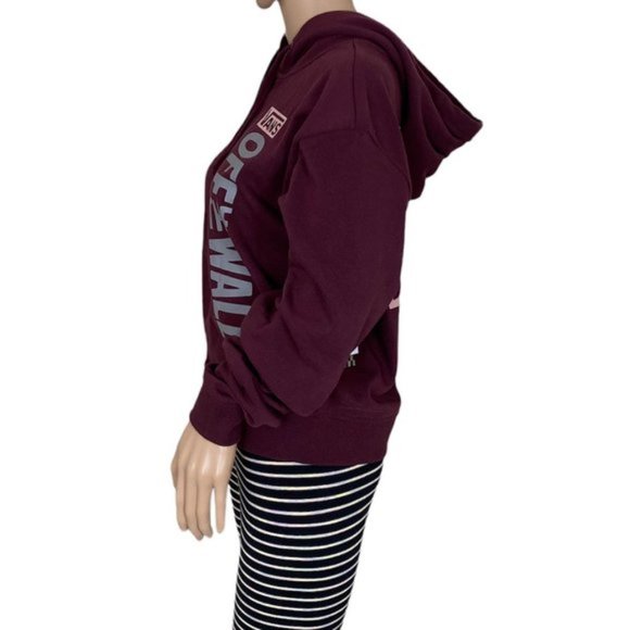 💖MEGA SALE💖VANS Women's SIDEWALL STAMP Burgundy Crop Zip Hoodie VN0A4B7K4QU - Picture 3 of 5
